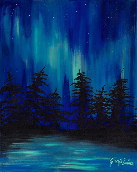 Northern Lights Acrylic Paintingprint On Stretched Canvas Etsy
