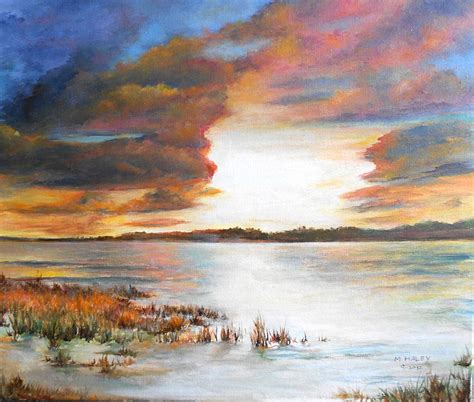 Sunrise In The Wetlands Painting By Mary Jane Haley