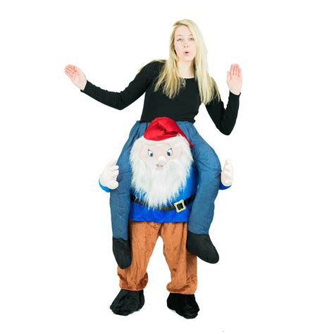 Adult Funny Gnome Dwarf Ride On Carry Costume Outfit Suit Halloween One