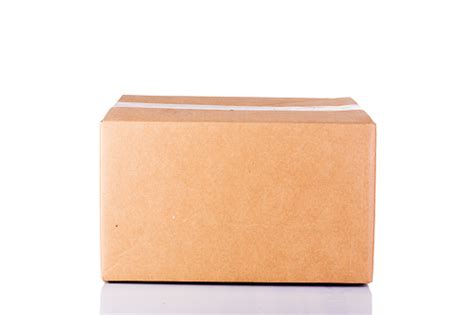 Isolated Shot Of Closed Blank Cardboard Box On White Background Stock