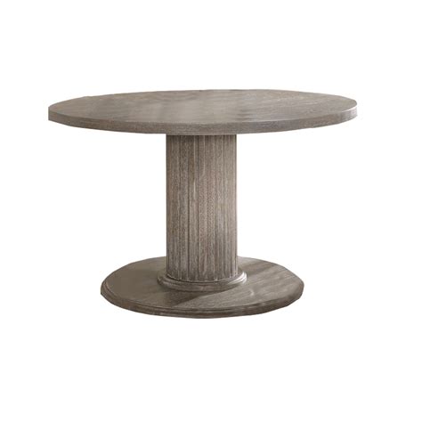 Round Dining Table With Fluted Column Pedestal Base Gray
