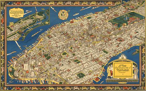 A Map Of The Wondrous Isle Of Manhattan By Charles Vernon Farrow 1926