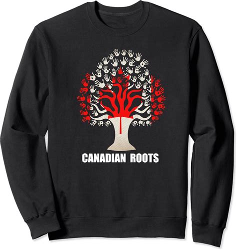 Canadian Roots Canada Flag Tree Vintage Sweatshirt Clothing Shoes And Jewelry
