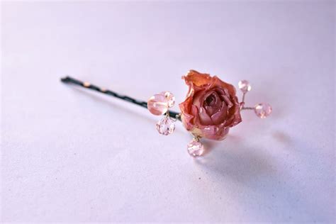 real flower bridal pink rose hair pins set of 3 bride pink etsy