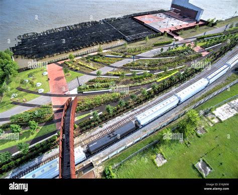 New Orleans Crescent Park as seen from above in the Bywater