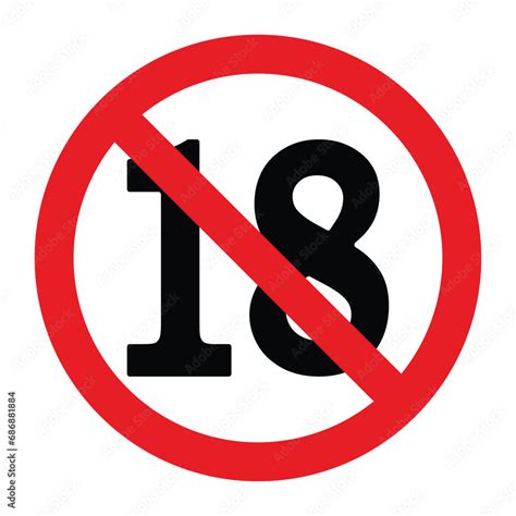 18 Plus Only Icon Age Limit Under 18 Years Old Is Forbidden Circle Sign Symbol Vector