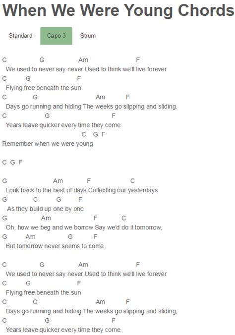 This song tab is in the key of c minor with the chords: When We Were Young Chords Passenger | Passenger ...