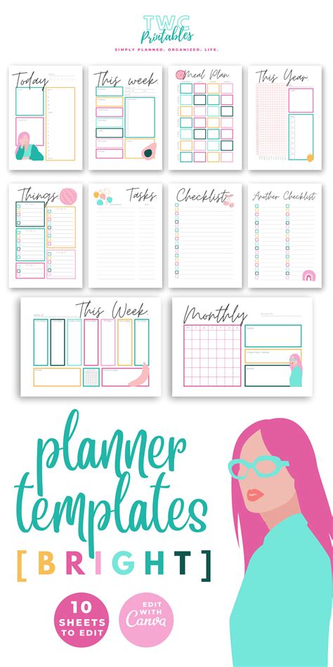 Canva Planner Templates 10 Pages Editable Planner Pages For Canva