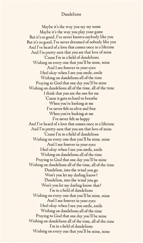 Dandelions By Ruth B Lyrics