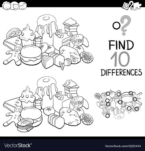 Differences Game With Sweet Food Royalty Free Vector Image