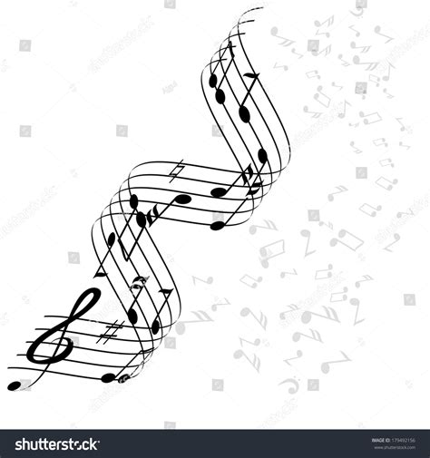 Various Music Notes On Stave Vector Stock Vector Royalty Free 179492156