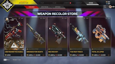 All Weapon Skin Recolors In Wave 4 Of The Weapon Recolor Store For Apex