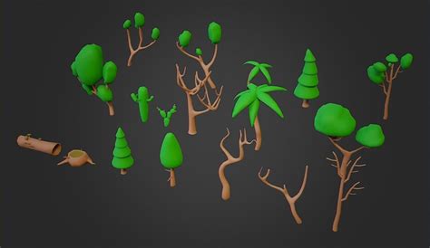 3d Model Stylized Trees Pack Vr Ar Low Poly Cgtrader