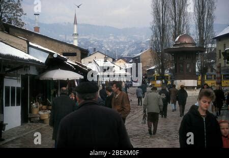 Sarajevos 15. Jahrhundert Bascarsija Altstadt Markt während der Belagerung im Jahr 1995 ...