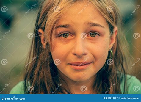 Closeup Portrait Of Young Crying Girl With Tears Stock Image Image Of
