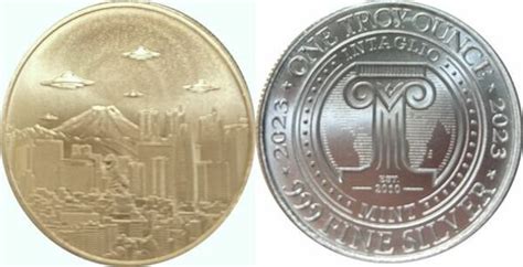 1 Ounce Silver Intaglio Mint Ufos Over Tokyo Estados Unidos Numista