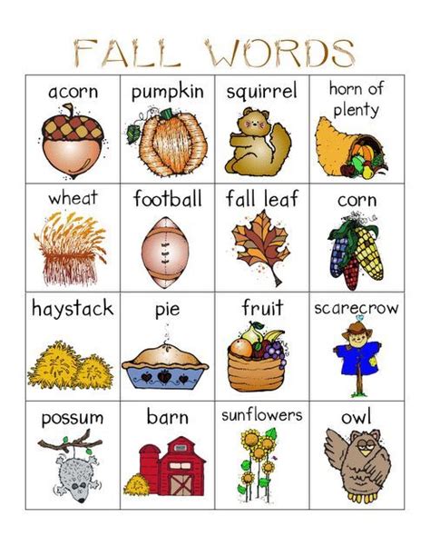 Free Download Of Seasonal Flash Cards For The Fall Autumn October
