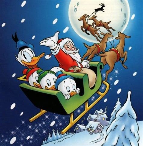 Vintage Santa Donald Duckand Nephews Disney Christmas Card With