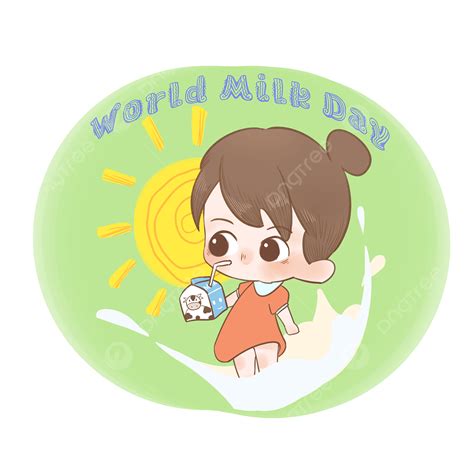 Green World Milk Day Milk Cartoon Style Holiday Png Transparent