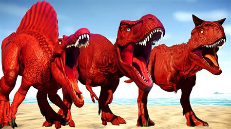 Red Dinosaurs Fighting In Jurassic World Evolution T Rex Vs