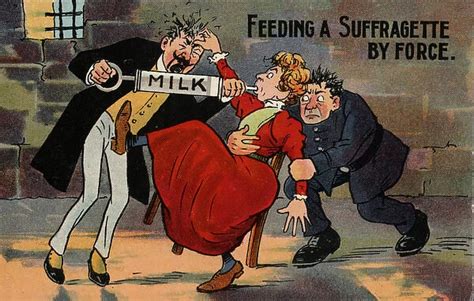 Suffragette Force Feeding Milk A Doctor With A Large