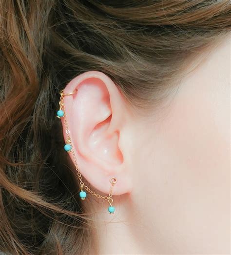 Turquoise Helix Earring Helix Chain Earring Turquoise