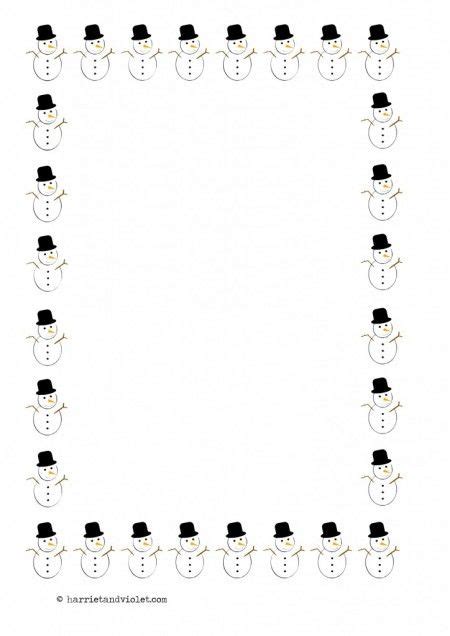 Christmas Snowman Border Paper A4 Portrait Plain Lined And Half Lined