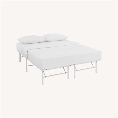 Full Bed Frame In White Stainless Steel Metal Aptdeco