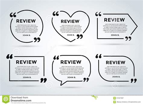 website review quote blank template stock illustration