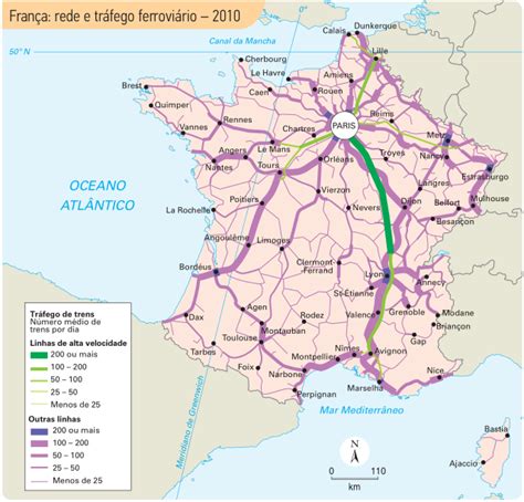 Tráfego Ferroviário Na França 2010 Mapa Projeto Geografando