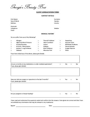fillable  beauty consultation forms edit