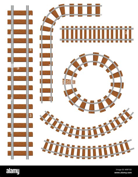 Set Of Vector Railroad And Railway Tracks Construction Elements