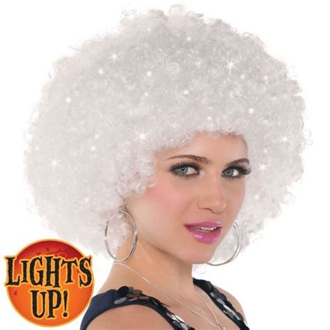 Light Up White Afro Wig White Afro Wig Party Wigs