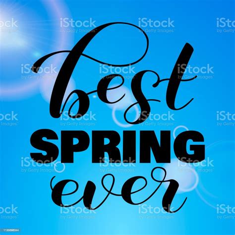 Best Spring Ever Letering With Blue Sky Vector Illustration Stock