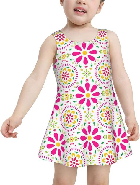 Mexican Floral Seamless Baby Girls Dress Swimsuit One