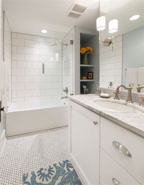 Several space saving devices were used in this small bathroom. 3 Ways to Clean Subway Tile Bathroom | Revosense.com