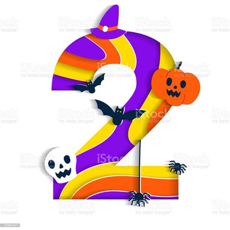 Happy Halloween 2 Zwei Ziffern Numerische Party Schriftart Charakter