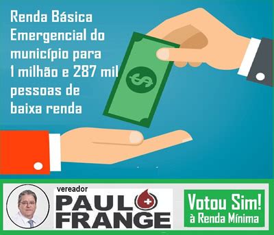Vereador Paulo Frange apoia vota sim para o projeto de Renda Mínima