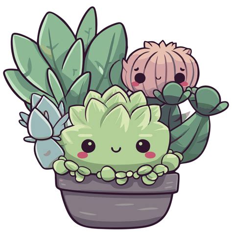 Cactus Plantas Kawaii Dibujos Animados 23959363 Png