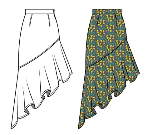 Premium Vector Skirt Fashion Flat Sketch Template