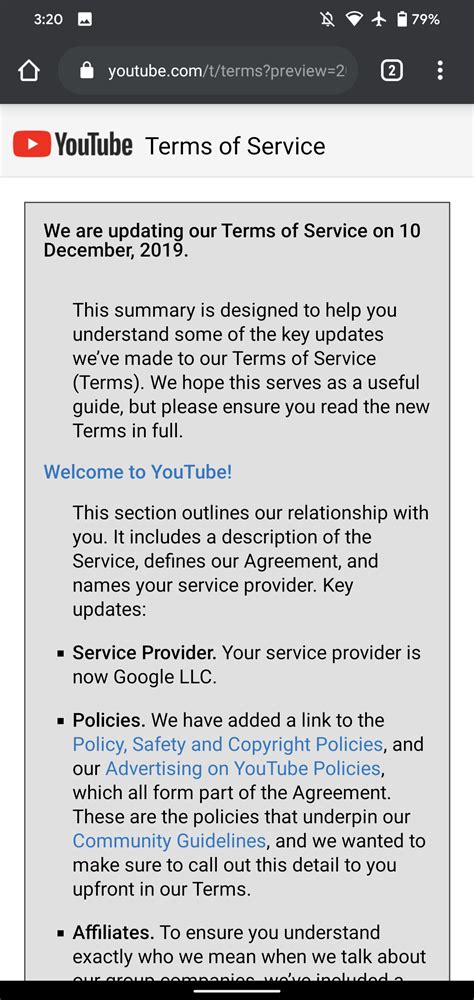 Youtube Alerting Visitors About Updated Terms Of Service