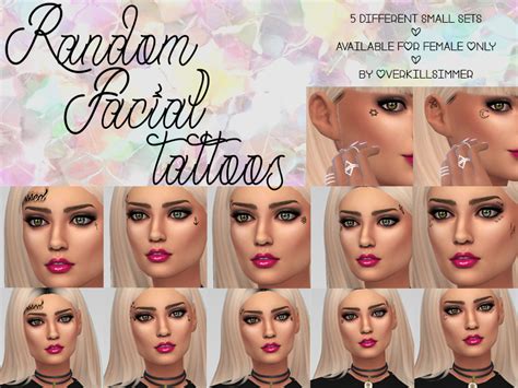 Random Face Tattoos 5 Different Small Sets Available For Female Only