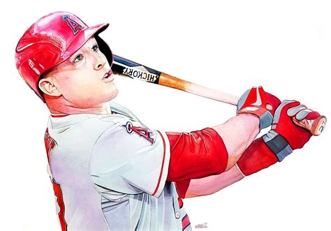 Mike Trout Limited 227 Painting Canvas Print By Sports Artist Michael
