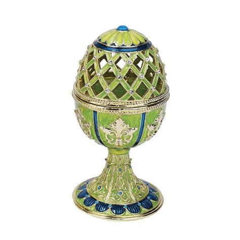 Jeweled Trellis Romanov Style Enameled Egg Collection Verte Fh22652