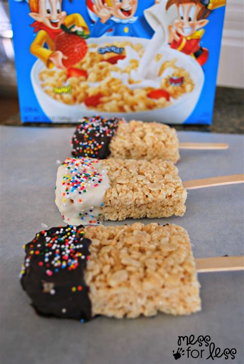 These sweet little christmas trees i have in mind since i saw those adorable rice crispie pumpkins this autumn. Rice Krispies Treat Pops - Mess for Less