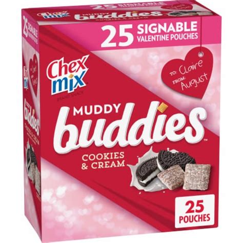 chex mix valentine s cookies and cream muddy buddies bulk lunch box snack bags 25 ct 0 6 oz