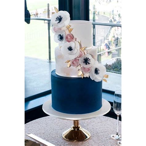 Rose Gold And Navy Blue Wedding Cake Really Appreciate Newsletter