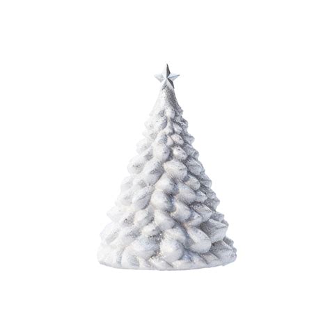 Silver Christmas Tree Decoration On Real Snow Outdoors Winter Holidays