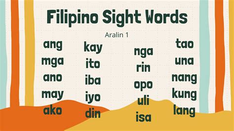 Lesson 1 Filipino Sight Words Practice Reading Mga Karaniwang