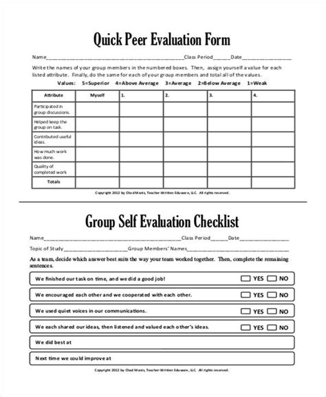 For Presentation Peer Evaluation Form